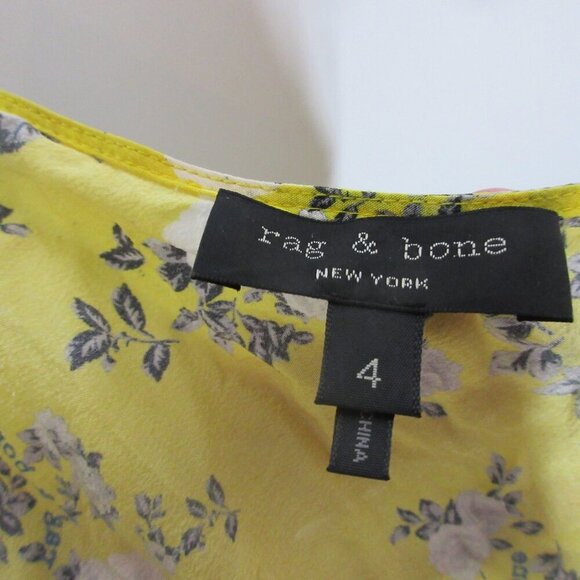Rag & Bone Women's Yellow Floral Spaghetti Strap Midi Dress Size 4 - Picture 2 of 6